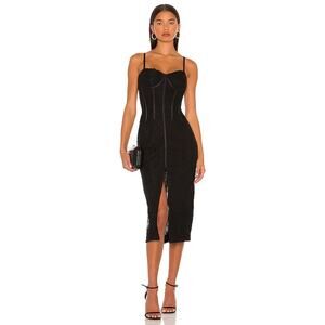 Jonathan Simkhai x REVOLVE Lace Bustier Bodycon Midi Dress Black Women's L NWT